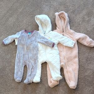 Bundle (3) Warm Winter Baby Coveralls Pram (6-9 Months)